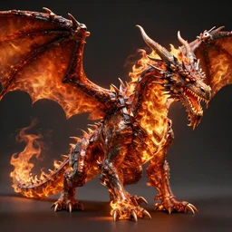 Giant, Steel, Firebreathing Dragon, Metal, Iron, Fire, Flames, Dragon, photo, render, unreal engine