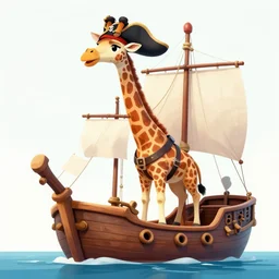 a giraffe dressed as a pirate on a ship, trending on artstation, art by greg manchess, guangjian, detailed digital art, artstation hd