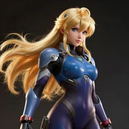 an insanely detailed realistic depiction of samus aran, flowing golden hair, in the style of peter mohrbacher, artgerm, dramatic lighting and composition, octane render, trending on artstation, concept art 8 k