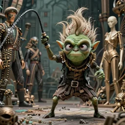 highly detailed portrait of a movie gremlin swinging a whip, depth of field, fashion photoshoot by hyung tae, frank frazetta, bosch, giger, breathtaking, detailed and intricate environment, 8 k resolution, hyperrealistic, octane render