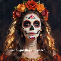 Illustration of a sugar skull day of the dead girl, art by victor enrich