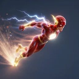 the flash traveling faster than light, cgi concept art, lightning effects, speed effect, particles