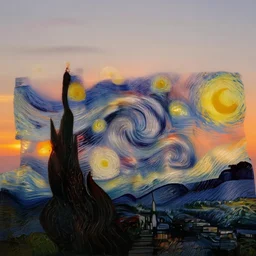 sunset in the style of van gogh