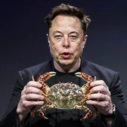 Elon musk holding a crab