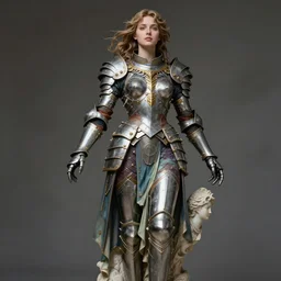 studio portrait of lawful good colorful female holy mecha paladin absurdly beautiful, elegant, young sensual graceful woman, sculpture by auguste rodin