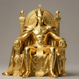 lovecraftian gilded king on a throne, gold accents, digital art, in the style of greg rutkowski, trending on artstation