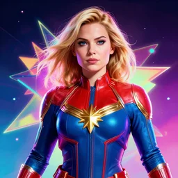 highly detailed digital art of vaporwave captain marvel, portrait