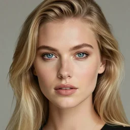 a detailed portrait of a beautiful lady with blonde hair and blue eyes