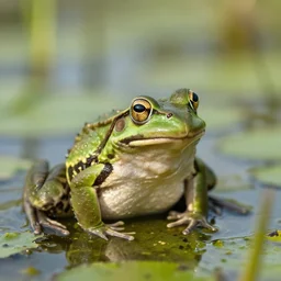 Beautiful Portrait Photograph of a frog in a swamp