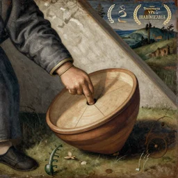 Medieval painting of a hand spinner.