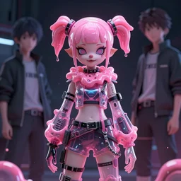 cyberpunk clown girl made of pink slime, cartoon, wearing cyberpunk intricate streetwear, transparent, behance hd artstation by jesper ejsing by rhads, makoto shinkai and lois van baarle, ilya kuvshinov, ossdraws, cinematic lighting, sharp focus