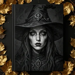 dark colors, golden leaves at frame border, creative!!! composition for a book cover!!!, absurdly beautiful, ultrafine hyperrealistic detailed old!! witch face by wlop and artgerm and greg rutkowski, intricate linework, sharp focus, smooth, octopath traveler, final fantasy, unreal engine, dramatic lighting, ethereal, 8 k