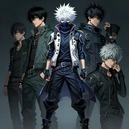 very cool killua zoldyck with mask, streetwear, techwear, cyberpunk style outfit, full body, nose piercing, detailed portrait, intricate complexity, by greg rutkowski, artgerm, ross tran, conrad roset, takato yomamoto, ilya kuvshinov. 4 k, beautiful, cinematic dramatic atmosphere