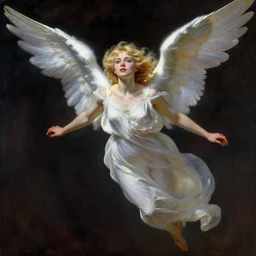 a beautiful blonde angel girl floating in space, by wayne barlowe, by gustav moreau, by goward, by gaston bussiere, by roberto ferri, by santiago caruso, by luis ricardo falero, by austin osman spare, by saturno butto