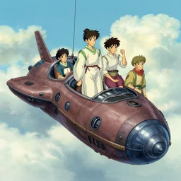 wuxia, spaceship, in the style of studio ghibli, j. c. leyendecker, greg rutkowski, artem