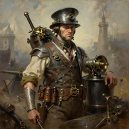 wwii, steampunk, oil painting.