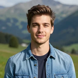 professional photograph portrait photo of a young swiss man, beautiful colorful photo, ultra realistic, incredible details, 4 k uhd quality