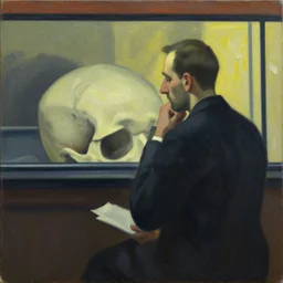 today I am thinking about death, by Edward Hopper and Ees Anderson, oil on Canvas.