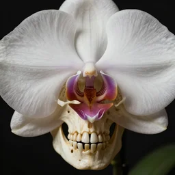 renaissance painting of a skull - shaped orchid on a black background, high quality, no blur, 4 k