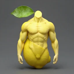 lemon with muscular body of a human by greg rutkowski