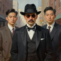 an excellent painted portrait of a gangster from the 20s in new york by Peter Xiao and Yanjun Cheng, Stanley Artgerm Lau, 4K resolution, trending on artstation, masterpiece