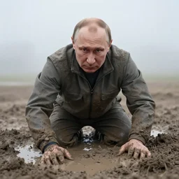 putin in mud, foggy