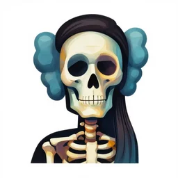 cubist portrait of a skeleton cutout digital illustration cartoon colorful beeple vector art