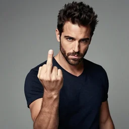 portrait of Adrian Lima giving the middle finger to the camera, photo by Terry Richardson
