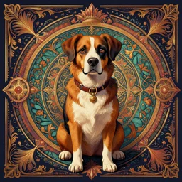 Adventure Dog By Casey Weldon and Martine Johana, rich colors, intricate, elegant, highly detailed, centered, digital painting, artstation, concept art, smooth, sharp focus, illustration