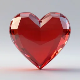 low poly red glass heart made with refracted light, raytraced, rtx, raytraced reflections, global illumination, vray, cgsociety