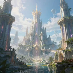 inside a ethereal magical elven city, 8k, HDR, award-winning, landscape, trending on, artstation, smooth, sharp focus, super resolution, cgsociety, cinematic, volumetric lighting