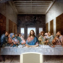 Renaissance painting of the Last Supper by Leonardo da Vinci, gay Jesus Christ and the twink apostles during Pride Month