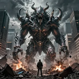 Ominous still of Gargantuan, Mastodonic, Inter-Dimensional Behemoth Entity Monster designed by Moebius, GANTZ, H.R. Giger at devastated Toronto downtown district, chaotic riots in 2022, directed by James Cameron, denis villeneuve