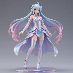 James Jean isolated magical girl vinyl figure concept art, figure photography, smooth sharp focus, holographic undertones, anime stylized, high detail, ethereal lighting - H 640