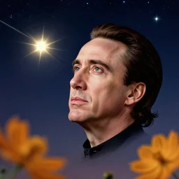floating head of nicolas cage as a shooting star, cosmos, carl sagan, neil degrasse tyson