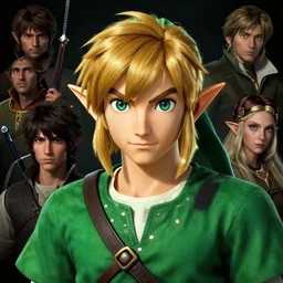 highly detailed portrait of link from ocarina of time, visual contact, ringlet hair by atey ghailan, by greg rutkowski, by greg tocchini, by james gilleard, by joe fenton, by kaethe butcher, dark green, black, cream color scheme