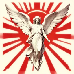 totalitarian socialist angel rising phoenix, vanguardist alternate timeline, dawn red sunburst poster art, anarcho - communist heaven, red and black flags waving, revolutionary masses celebration, modernist factories in background, art by max ernst, cnt spanish civil war era propaganda, extremely detailed, 4 k