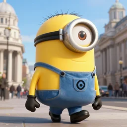 gigantic minion walking through london