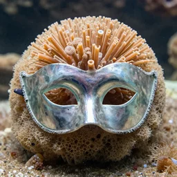 venetian bauta mask glass sponge, hexactinellid, animal photography