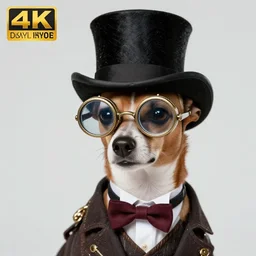 portrait of steampunk min pin wearing top hat and monocle, photorealistic, 4k, deviantart