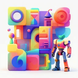 vivid colorful geometric abstract but ordered and organised 8k 3d art by stephen kruse featuring ill.des and mechmaster mike. 3d render. 3d shade.