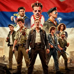a beautiful digital vintage artwork of yugoslavia victory in world war 3 by artgerm, tooth wu, dan mumford, beeple, wlop, rossdraws, james jean, marc simonetti. intricate, epic lighting, cinematic composition, hyper realistic, 8 k resolution, unreal engine 5