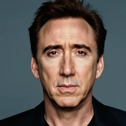 nicolas cage headshot 1 9 9 9 photograph straight on color no eyebrows