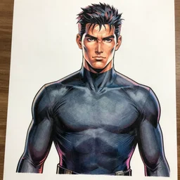 portrait of a samurai coal miner, hero, skin tight suit, comic book drawing by john romita jr, character portrait, upper body, colorful, trending on artstation