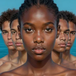 stunning goddess of sea portrait, clear eyes and dark skin. realistic, symmetrical face. art by bowater charlie, mark brooks, julie bell, arian mark, tony sandoval