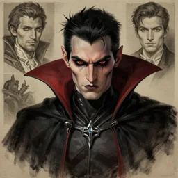 dark vampire, character portrait, concept art, painterly, fanart, highly detailed in the style of overwatch by ilya kuvshinov and gustave dore, wenjun lin,