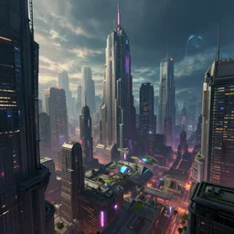 Cyberpunk fantasy city, Artstation