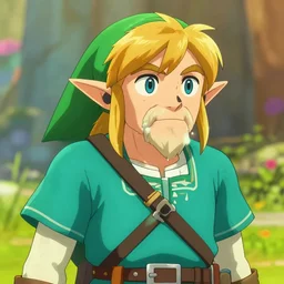 picture of link from legend of zelda when he's extremely old, aged old, bokeh, shader, anime art style, highly detailed, cel - shaded, colorful, animated, trending