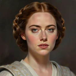concept art of emma stone dressed as princess leia, star wars, focus on faces, digital painting, artstation