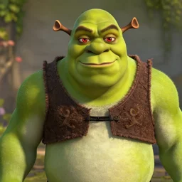 muscular shrek with red glowing eyes, highly detailed, high quality, hd, 4 k, 8 k, canon 3 0 0 mm, professional photographer, 4 0 mp, lifelike, top - rated, award winning, realistic, sharp, no blur, edited, corrected, trending